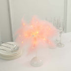 Table Lamp Feather Design Blush LED Battery Operated - Cordless Wedding Centerpiece 15" - Bell Racket Store