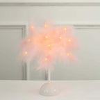 Table Lamp Feather Design Blush LED Battery Operated - Cordless Wedding Centerpiece 15" - Bell Racket Store
