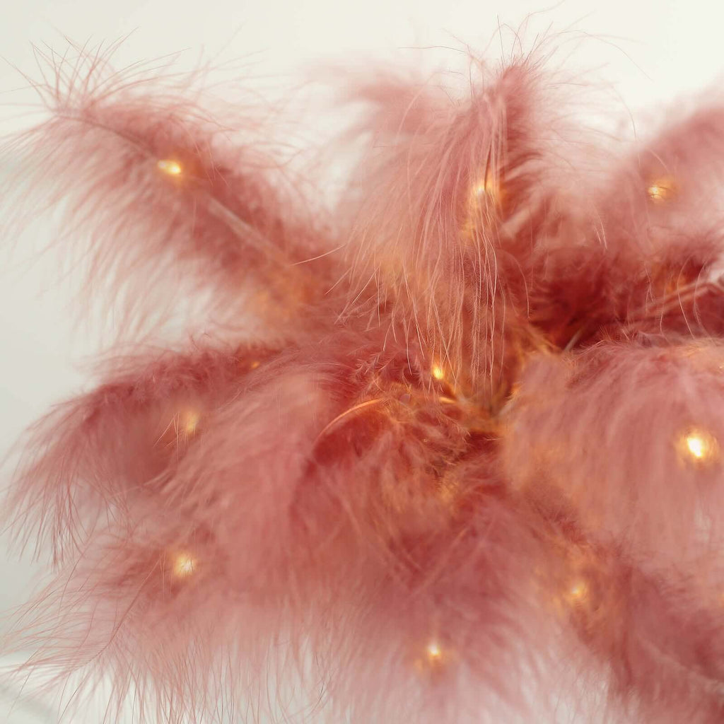 Table Lamp Feather Design Cinnamon Rose LED Battery Operated - Cordless Wedding Centerpiece 15" - Bell Racket Store