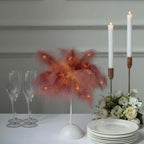 Table Lamp Feather Design Cinnamon Rose LED Battery Operated - Cordless Wedding Centerpiece 15" - Bell Racket Store