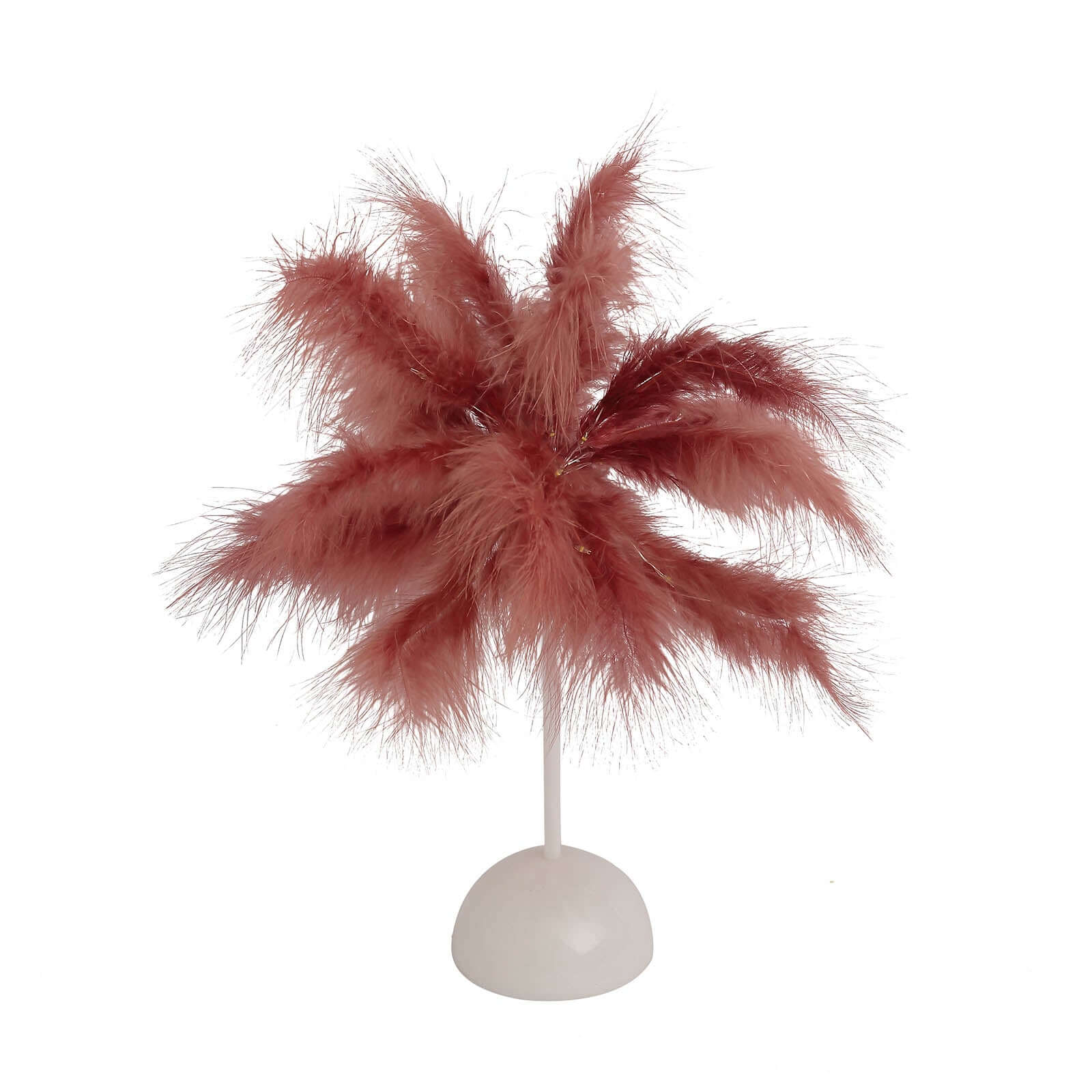 Table Lamp Feather Design Cinnamon Rose LED Battery Operated - Cordless Wedding Centerpiece 15" - Bell Racket Store