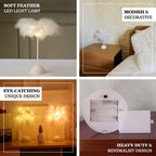 Table Lamp Feather Design Cinnamon Rose LED Battery Operated - Cordless Wedding Centerpiece 15" - Bell Racket Store