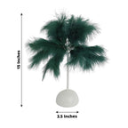 Table Lamp Feather Design Hunter Emerald Green LED Battery Operated - Cordless Wedding Centerpiece 15" - Bell Racket Store