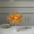 Table Lamp Feather Design Natural LED Battery Operated - Cordless Wedding Centerpiece 15" - Bell Racket Store