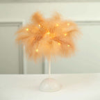 Table Lamp Feather Design Natural LED Battery Operated - Cordless Wedding Centerpiece 15" - Bell Racket Store