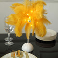 Table Lamp Ostrich Feather Design Gold LED Battery Operated - Cordless Wedding Centerpiece 15" - Bell Racket Store