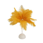 Table Lamp Ostrich Feather Design Gold LED Battery Operated - Cordless Wedding Centerpiece 15" - Bell Racket Store