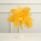 Table Lamp Ostrich Feather Design Gold LED Battery Operated - Cordless Wedding Centerpiece 15" - Bell Racket Store