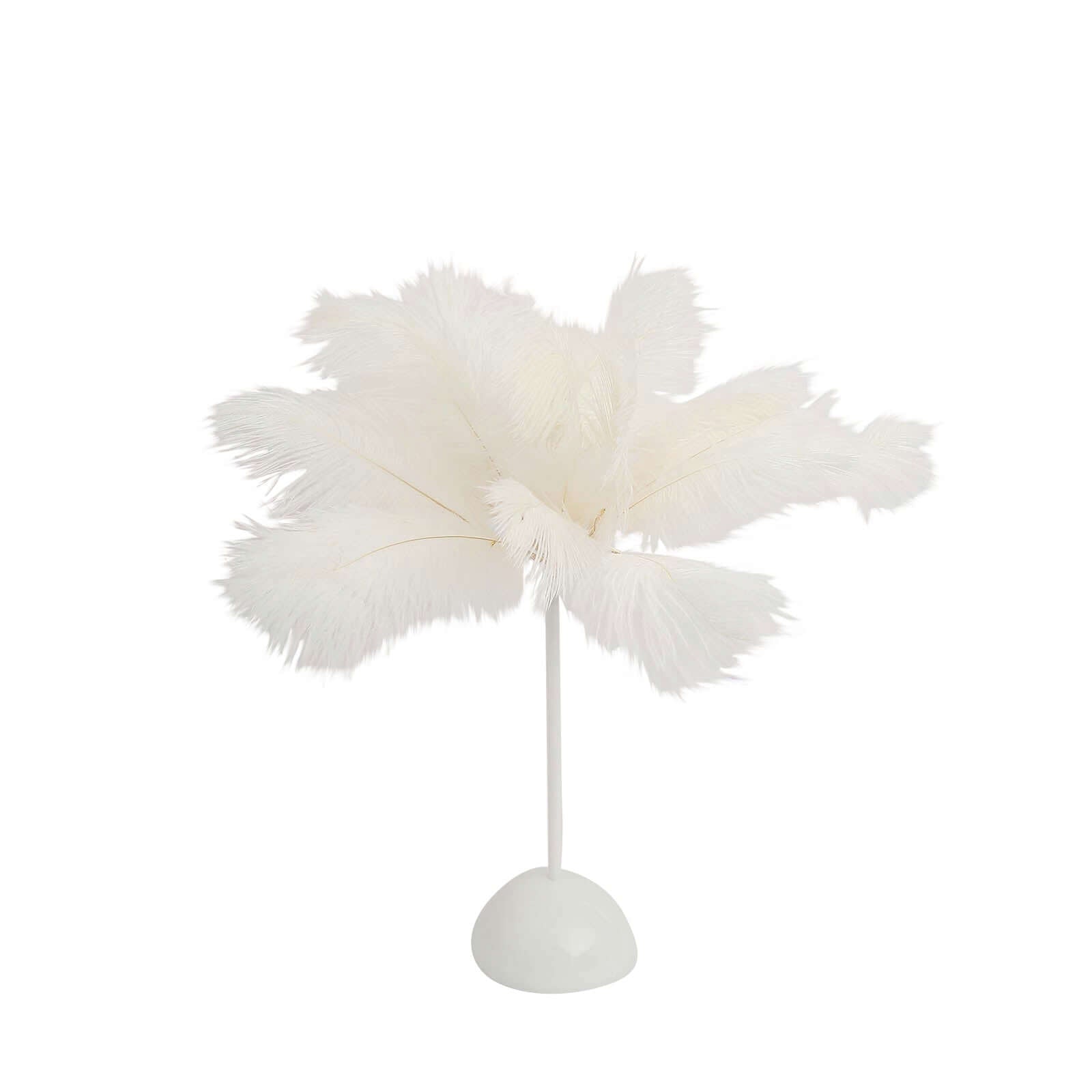 Table Lamp Ostrich Feather Design White LED Battery Operated - Cordless Wedding Centerpiece 15" - Bell Racket Store
