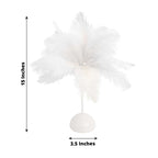 Table Lamp Ostrich Feather Design White LED Battery Operated - Cordless Wedding Centerpiece 15" - Bell Racket Store