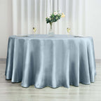 Satin 120" Round Tablecloth Dusty Blue - Stylish Seamless Table Cover