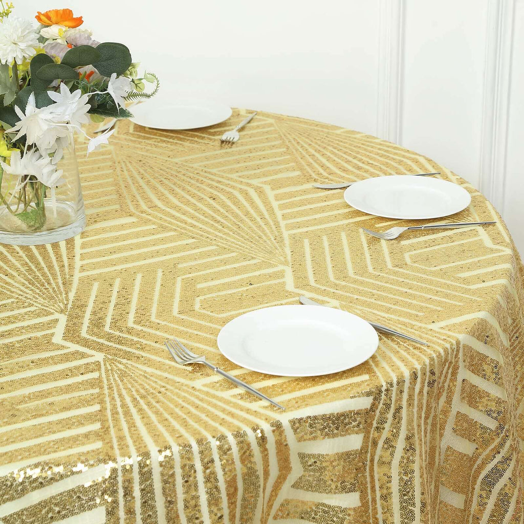Sequin 72" Table Overlay Square Tablecloth Gold with Diamond Glitz Design - Perfect for Luxe Events