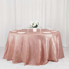 Taffeta 132" Round Tablecloth Dusty Rose - Seamless Accordion Crinkle Table Cover