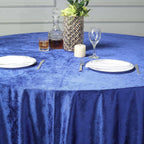 Premium Velvet 120" Round Tablecloth Royal Blue - Reusable Soft & Seamless Table Cover