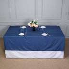 Polyester 90"x132" Rectangle Tablecloth Dark Denim Blue - Seamless Faux Denim Design for Classy Celebrations