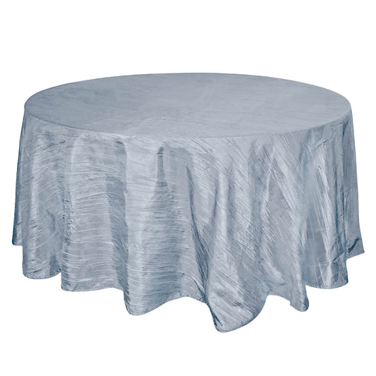 Taffeta 120" Round Tablecloth Dusty Blue - Seamless Accordion Crinkle Table Cover
