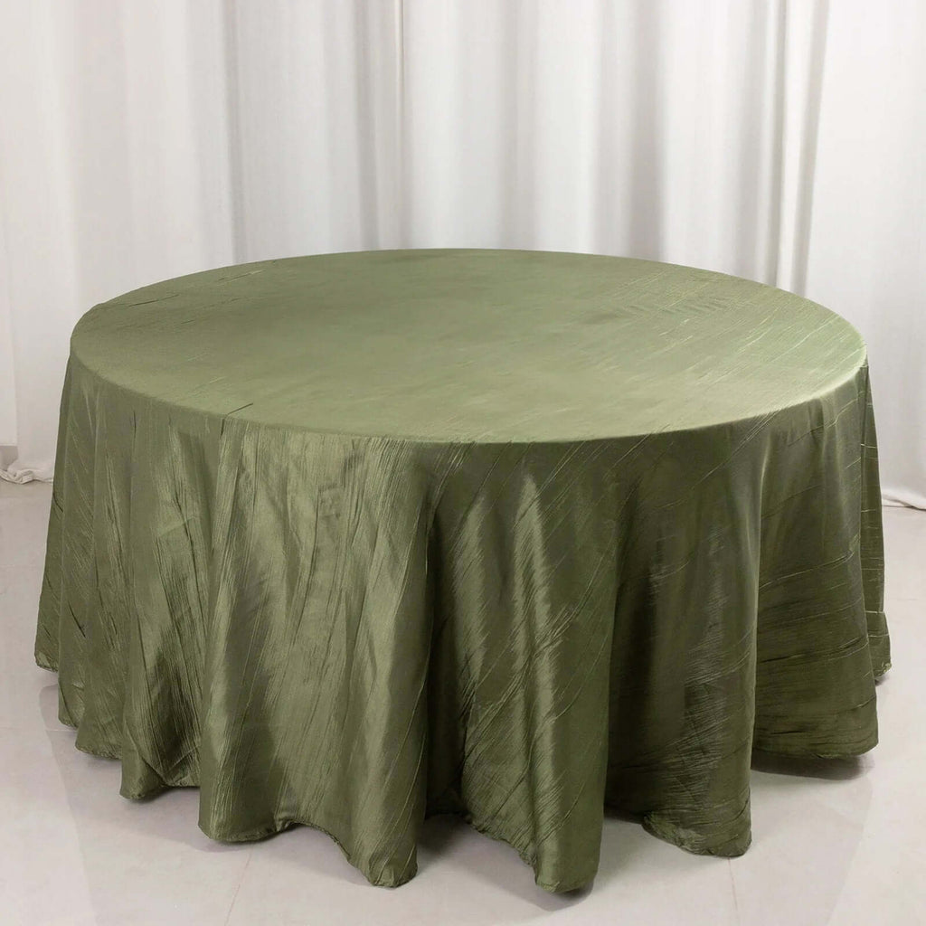 Taffeta 120" Round Tablecloth Dusty Sage Green - Seamless Accordion Crinkle Table Cover - Bell Racket Store