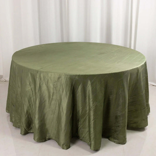 Taffeta 120" Round Tablecloth Dusty Sage Green - Seamless Accordion Crinkle Table Cover - Bell Racket Store