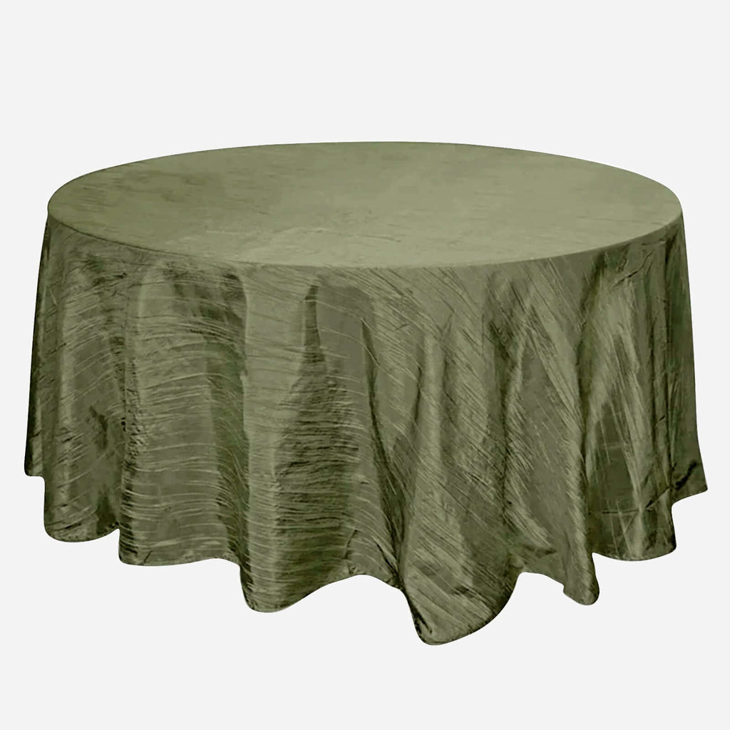 Taffeta 120" Round Tablecloth Dusty Sage Green - Seamless Accordion Crinkle Table Cover - Bell Racket Store