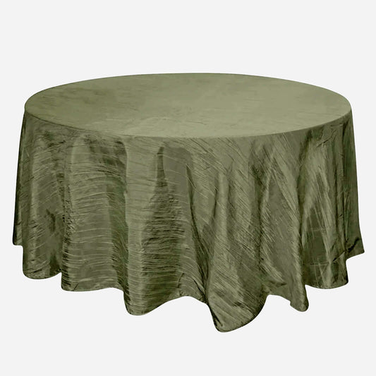 Taffeta 120" Round Tablecloth Dusty Sage Green - Seamless Accordion Crinkle Table Cover - Bell Racket Store