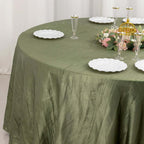Taffeta 120" Round Tablecloth Dusty Sage Green - Seamless Accordion Crinkle Table Cover - Bell Racket Store