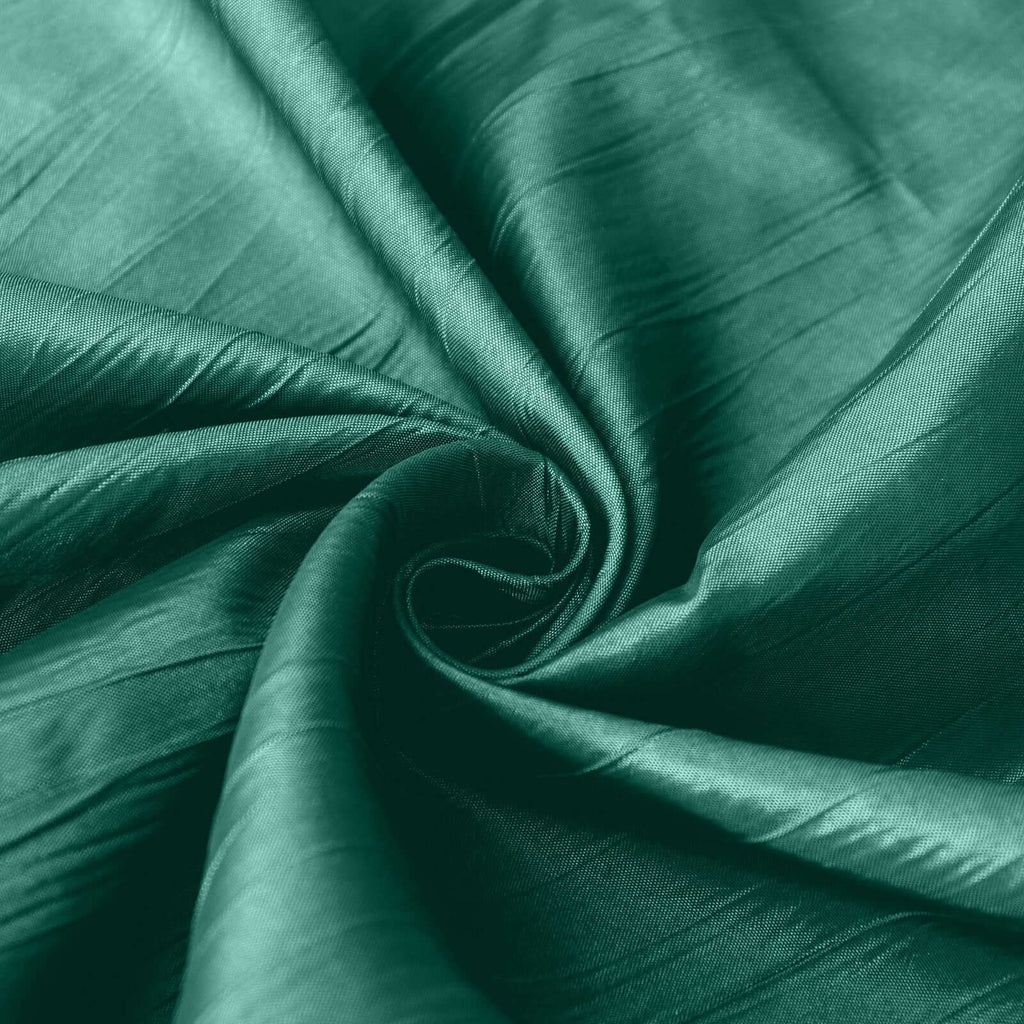 Taffeta 120" Round Tablecloth Hunter Emerald Green - Seamless Accordion Crinkle Table Cover - Bell Racket Store