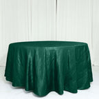 Taffeta 120" Round Tablecloth Hunter Emerald Green - Seamless Accordion Crinkle Table Cover - Bell Racket Store