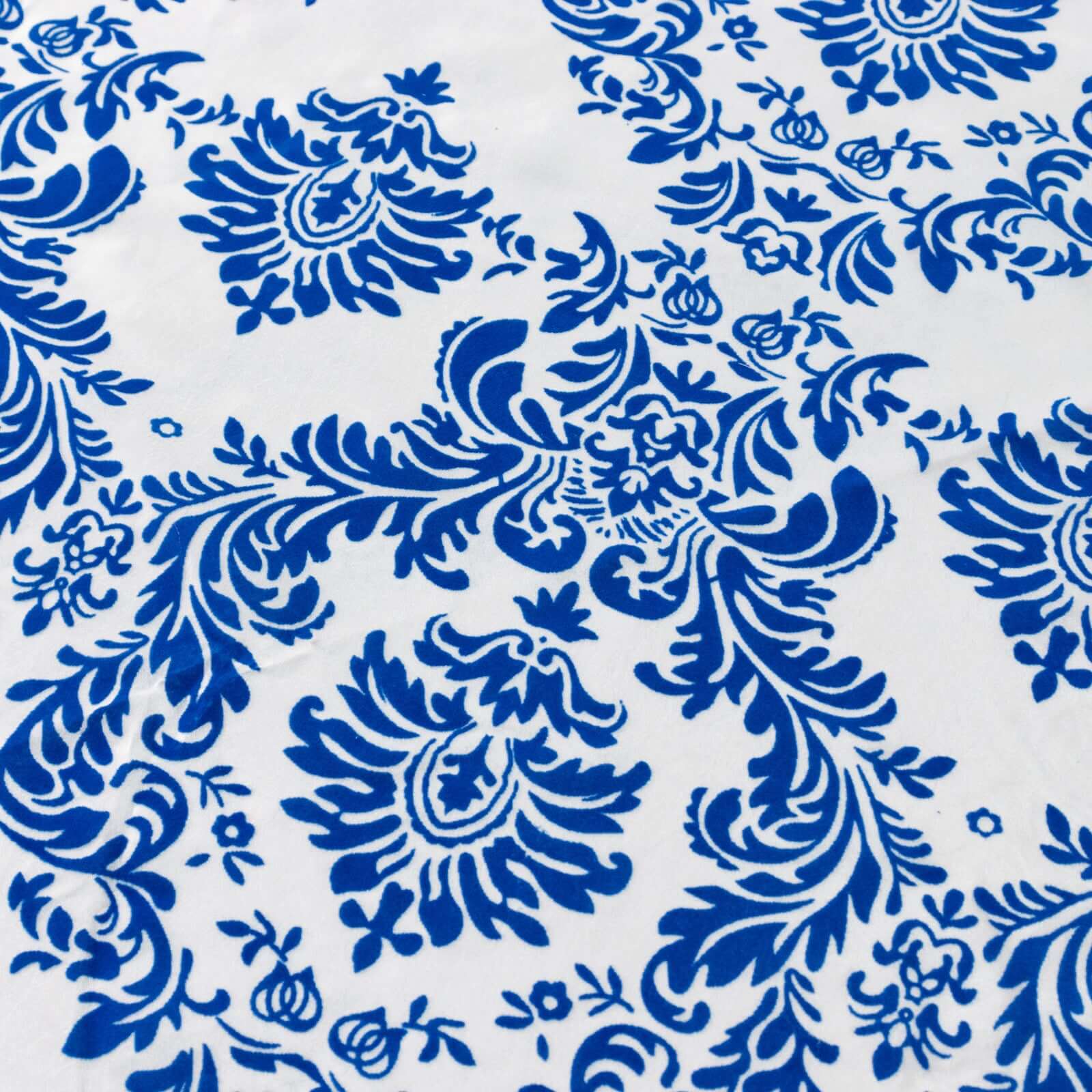 Taffeta 120" Round Tablecloth Royal Blue - Seamless Velvet Flocking Damask Table Cover - Bell Racket Store