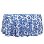 Taffeta 120" Round Tablecloth Royal Blue - Seamless Velvet Flocking Damask Table Cover - Bell Racket Store