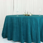 Taffeta 120" Round Tablecloth Teal - Seamless Accordion Crinkle Table Cover - Bell Racket Store