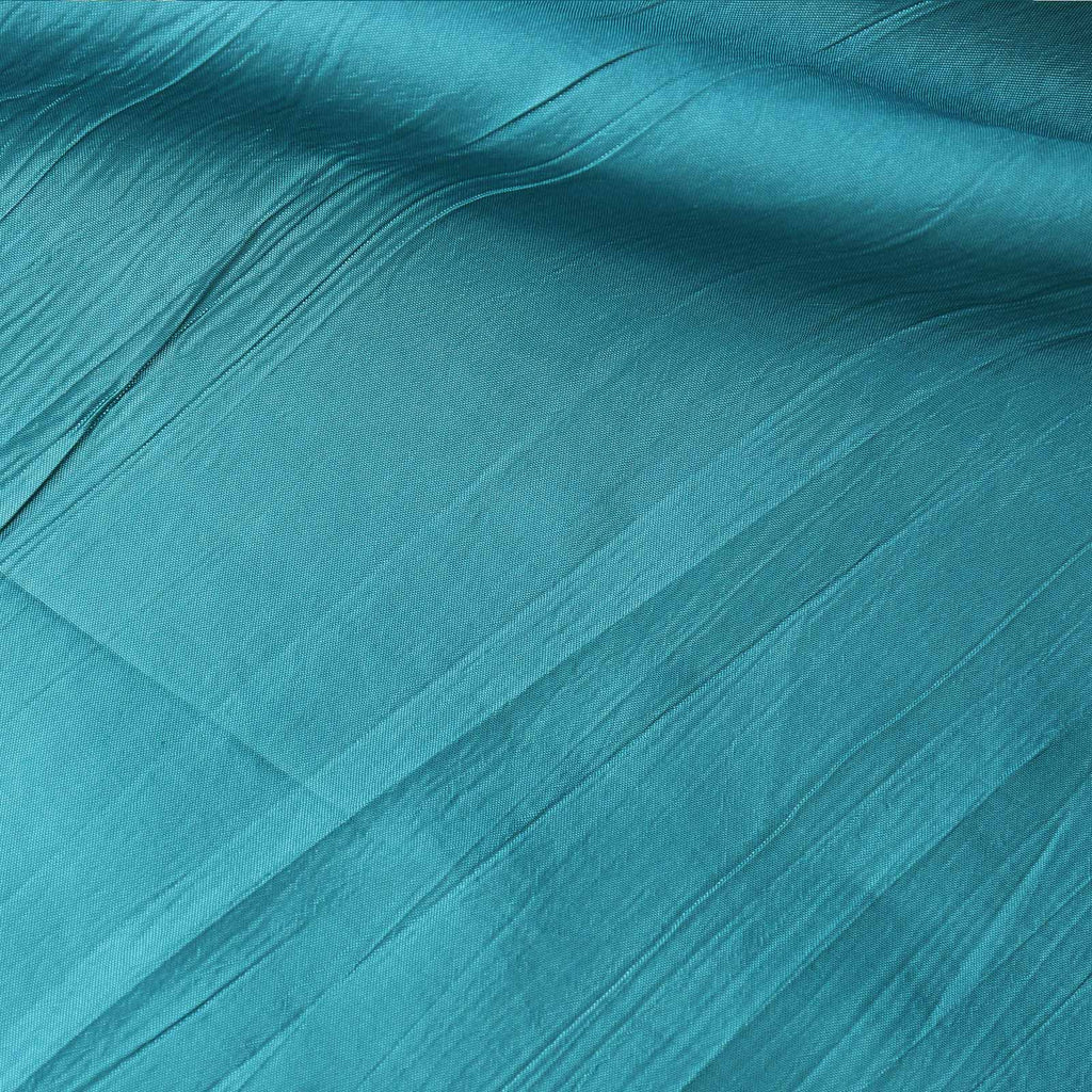Taffeta 120" Round Tablecloth Teal - Seamless Accordion Crinkle Table Cover - Bell Racket Store