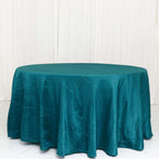 Taffeta 120" Round Tablecloth Teal - Seamless Accordion Crinkle Table Cover - Bell Racket Store