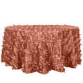 Taffeta 120" Round Tablecloth Terracotta (Rust) | 3D Leaf Petal Design Seamless Table Cover