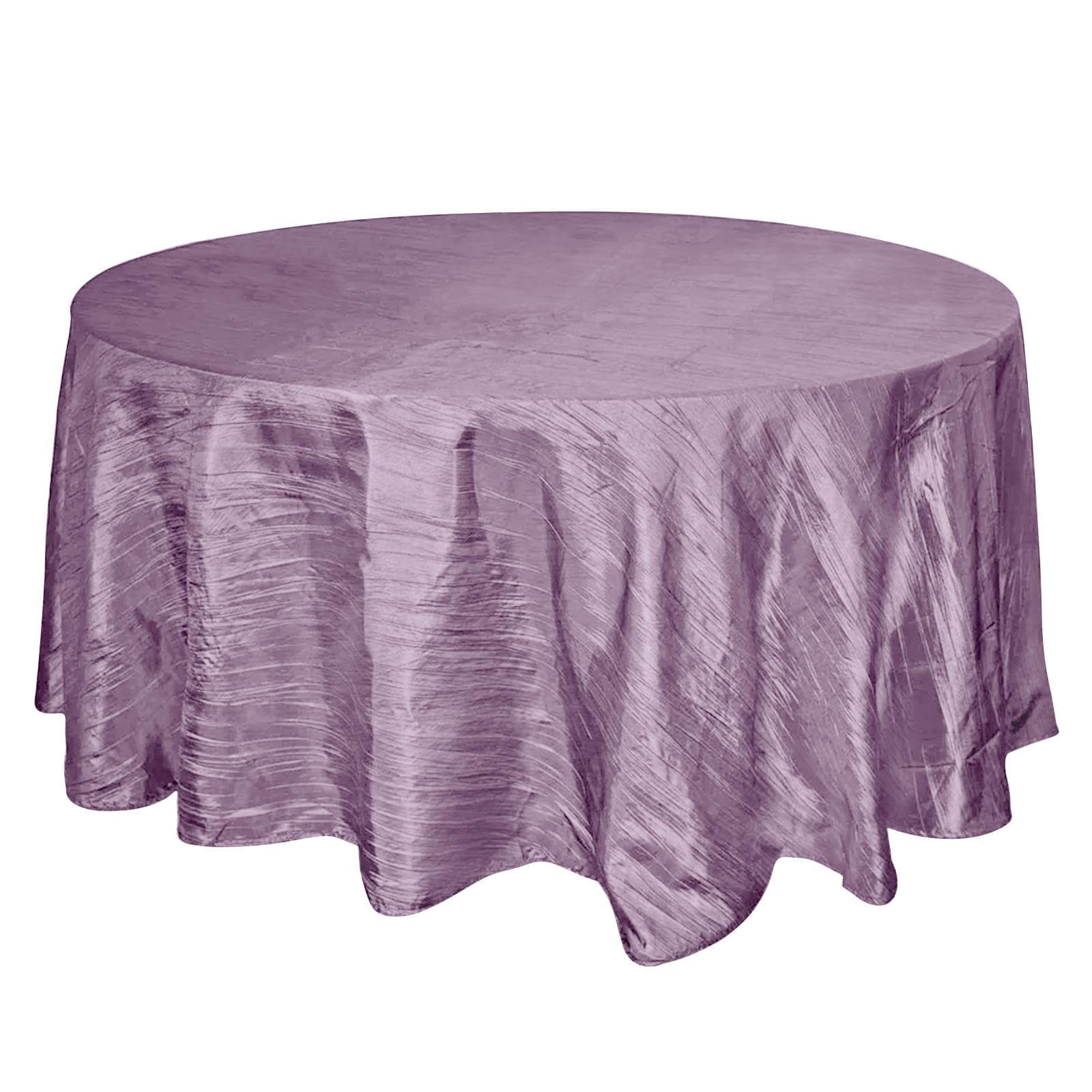 Taffeta 120" Round Tablecloth Violet Amethyst - Seamless Accordion Crinkle Table Cover - Bell Racket Store