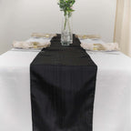 Taffeta 12"x108" Table Runner Black - Accordion Crinkle Design