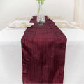 Taffeta 12"x108" Table Runner Burgundy - Accordion Crinkle Design
