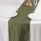 Taffeta 12"x108" Table Runner Dusty Sage Green - Accordion Crinkle Design - Bell Racket Store