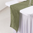 Taffeta 12"x108" Table Runner Dusty Sage Green - Accordion Crinkle Design - Bell Racket Store