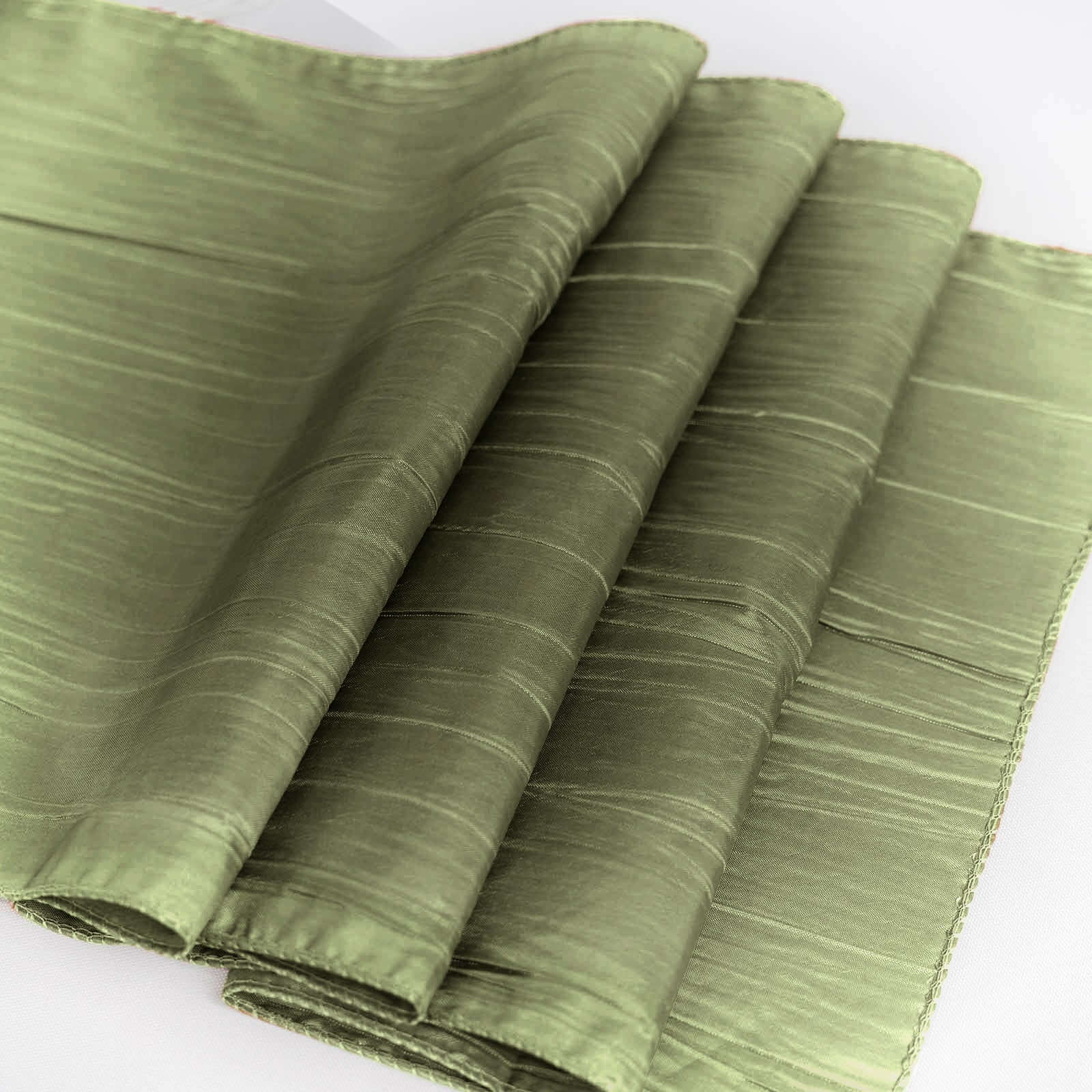 Taffeta 12"x108" Table Runner Dusty Sage Green - Accordion Crinkle Design - Bell Racket Store