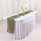 Taffeta 12"x108" Table Runner Dusty Sage Green - Accordion Crinkle Design - Bell Racket Store