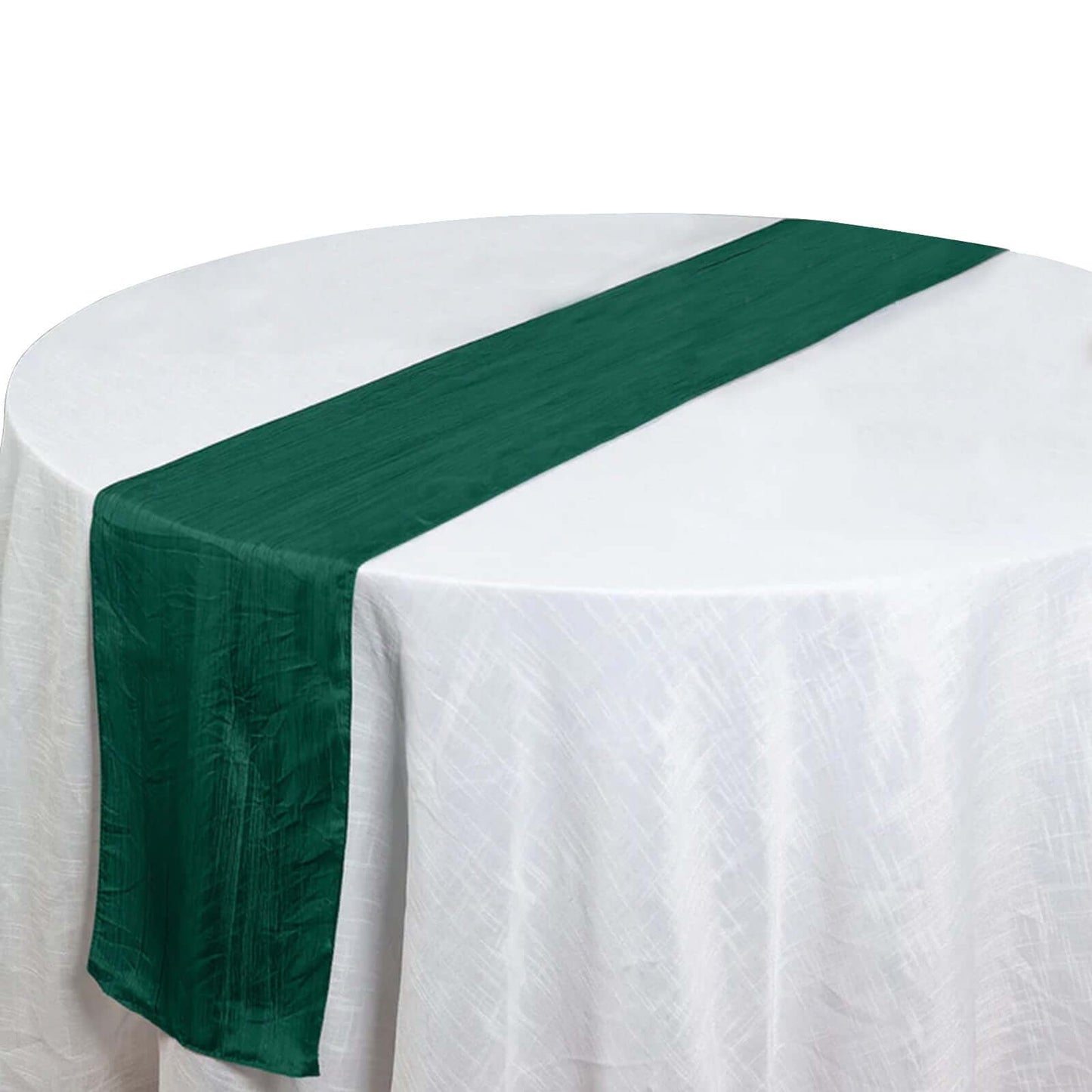 Taffeta 12"x108" Table Runner Hunter Emerald Green - Accordion Crinkle Design - Bell Racket Store