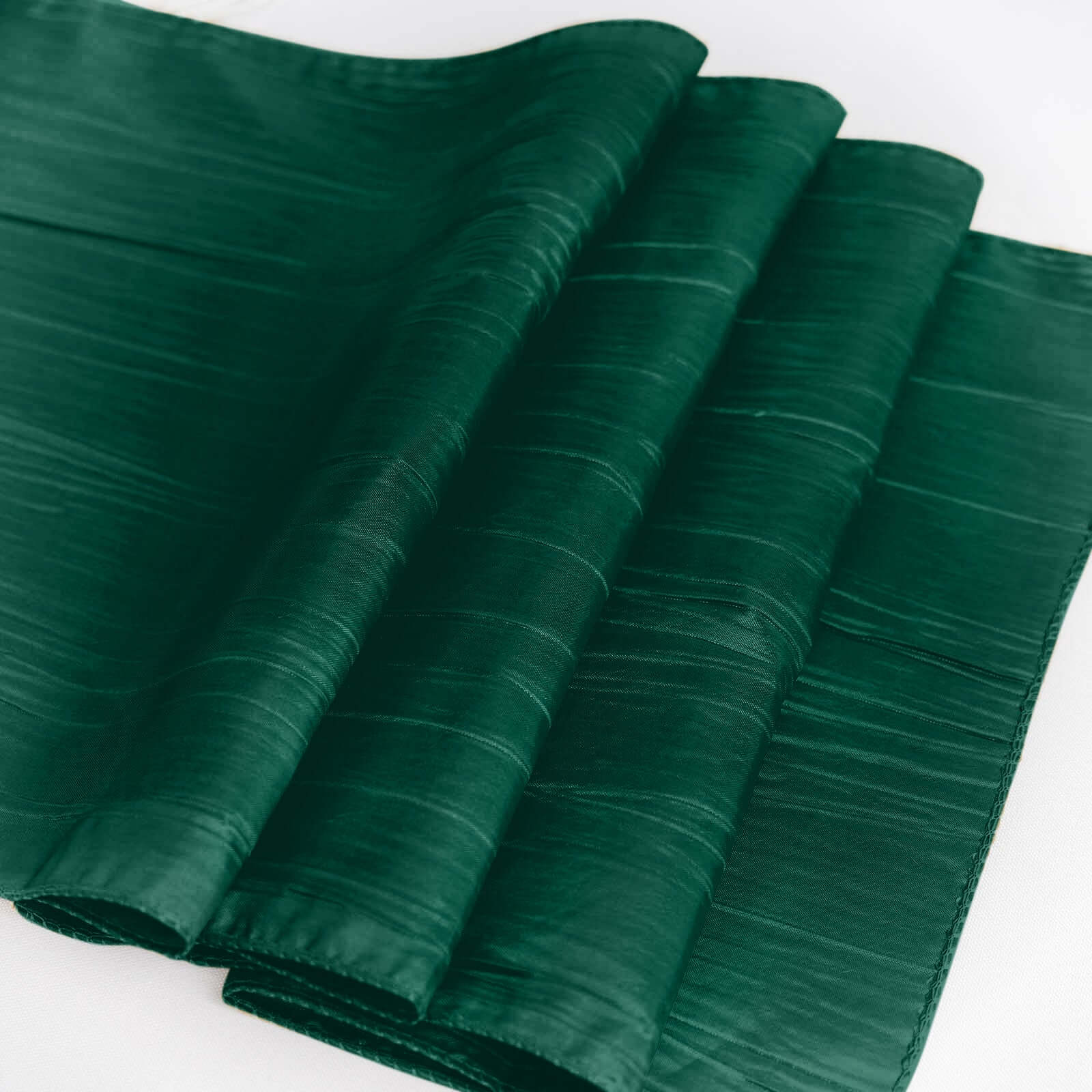 Taffeta 12"x108" Table Runner Hunter Emerald Green - Accordion Crinkle Design - Bell Racket Store
