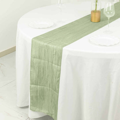 Taffeta 12"x108" Table Runner Sage Green - Accordion Crinkle Design
