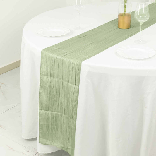 Taffeta 12"x108" Table Runner Sage Green - Accordion Crinkle Design
