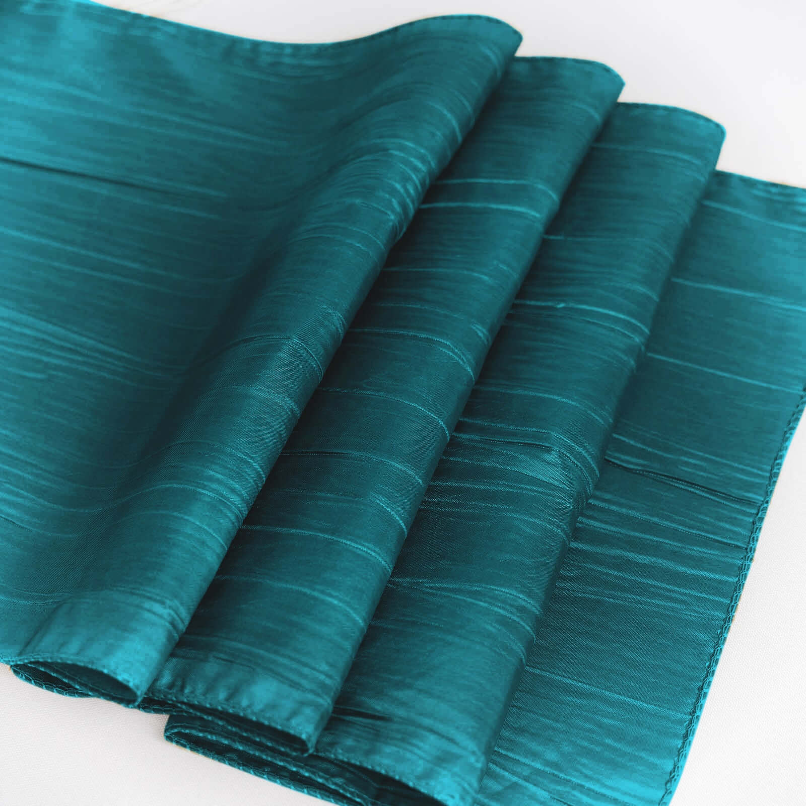 Taffeta 12"x108" Table Runner Teal - Accordion Crinkle Design - Bell Racket Store
