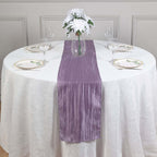 Taffeta 12"x108" Table Runner Violet Amethyst - Accordion Crinkle Design - Bell Racket Store