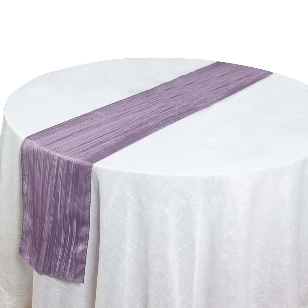 Taffeta 12"x108" Table Runner Violet Amethyst - Accordion Crinkle Design - Bell Racket Store