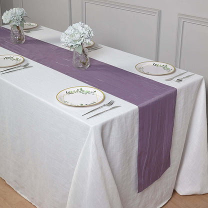 Taffeta 12"x108" Table Runner Violet Amethyst - Accordion Crinkle Design - Bell Racket Store