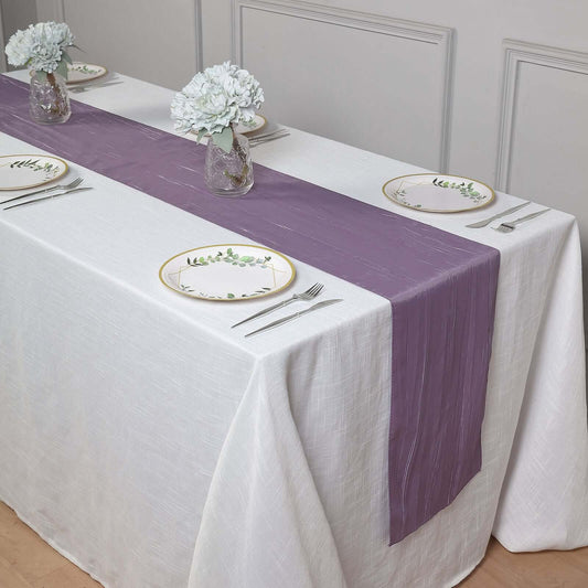 Taffeta 12"x108" Table Runner Violet Amethyst - Accordion Crinkle Design - Bell Racket Store