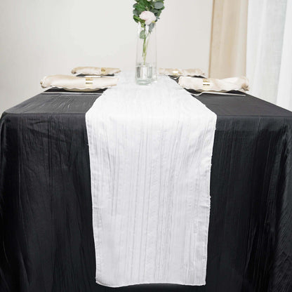 Taffeta 12"x108" Table Runner White - Accordion Crinkle Design for Modern Gatherings